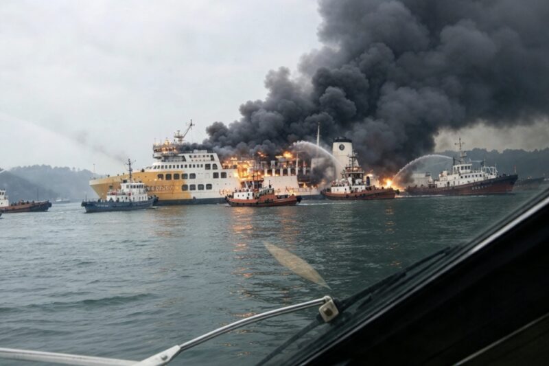 KMP Batu Mandi terbakar di Selat Sunda | Foto: Dok. Istimewa