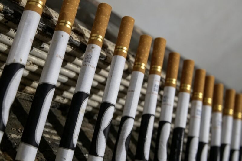 Batang-batang rokok yang dilelet menggunakan ampas kopi membentuk sebuah karya seni | Foto: Dok. Istimewa